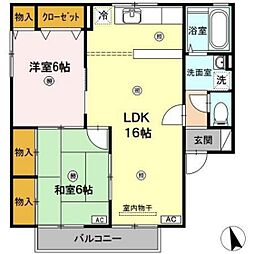 T・ビレッジB 2LDKの間取図画像