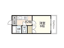 第3カトービル 1Kの間取図画像