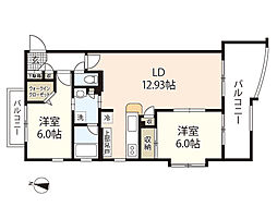 グリュック大野浦 2LDKの間取図画像