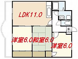ロイヤルシティ2 3LDKの間取図画像
