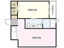 リーベ上東雲 1LDKの間取図画像