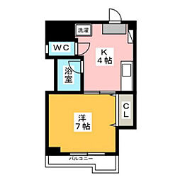 登ビル 1Kの間取図画像