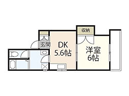 メゾンシャローム 1DKの間取図画像
