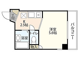 シャローム 1Kの間取図画像