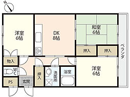 アーバンコート南幸 3DKの間取図画像