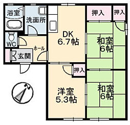 DIAS南幸C 3DKの間取図画像