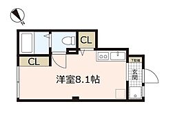 ソフィスコート八幡 ワンルームの間取図画像