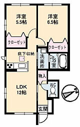 アストーレ 2LDKの間取図画像
