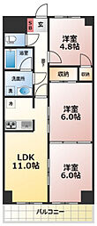 日宝ポニクレール府中 3LDKの間取図画像
