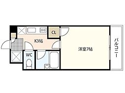 レジャンデール2 1Kの間取図画像