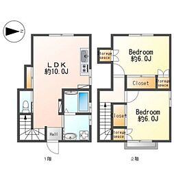 栗田アパート 2LDKの間取図画像