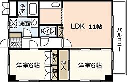 楽々園Nビル 2LDKの間取図画像