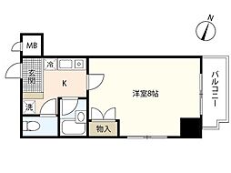 第12友建ビル 1Kの間取図画像