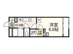 レオパレスMelodey 1Kの間取図画像