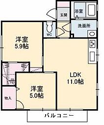 T'sレーヴィンス 2LDKの間取図画像