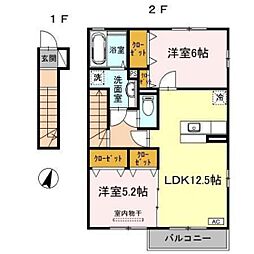 クレエルK・C 2LDKの間取図画像