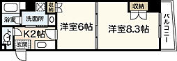 ヴァンサンク堺町 2Kの間取図画像