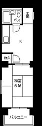 ハイネス観音 1Kの間取図画像
