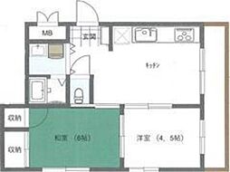 アビタシオン明星 2DKの間取図画像
