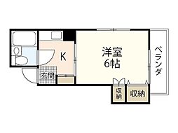 ひらた屋ハイツ 1Kの間取図画像