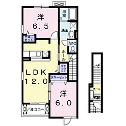 フォルシュB 2LDKの間取図画像