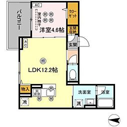 Colermo江波二本松 1LDKの間取図画像