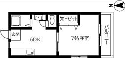 琴荘 1DKの間取図画像