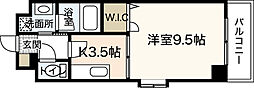アバント宮内 1Kの間取図画像