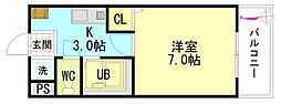 ソレイユ寺井 1Kの間取図画像