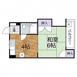 蟹屋マンション壽美 1DKの間取図画像