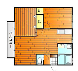 ビューテラス渡辺 2LDKの間取図画像