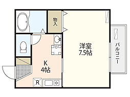 セジュール相田C 1Kの間取図画像
