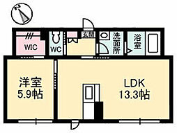 なでしこ・くるめ木 1LDKの間取図画像