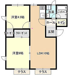ルナハイツ壱番館 2LDKの間取図画像