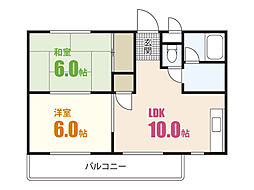 ヒルズ長束 2LDKの間取図画像