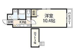 土井ビル・22 1Kの間取図画像