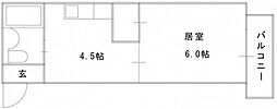 駅北ホワイトビル 1DKの間取図画像