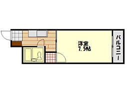 第一大下ビル 1Kの間取図画像