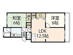 竜神ハイツ 2LDKの間取図画像