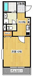 カサグランデ2 1Kの間取図画像