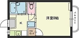 サンヒルズB 1Kの間取図画像