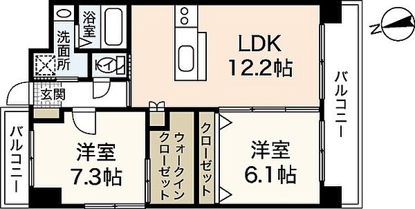 桜レジデンス横川 ｜広島県広島市西区横川町2丁目(賃貸マンション2LDK・7階・61.75㎡)の写真 その2