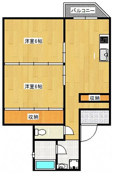 広島県広島市中区宝町(賃貸マンション2LDK・4階・40.00㎡)の写真 その2