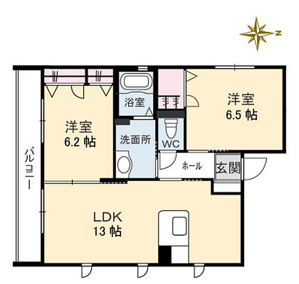 メゾーネ　B棟 ｜広島県広島市佐伯区三筋1丁目(賃貸アパート2LDK・2階・54.34㎡)の写真 その2