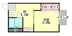 シティハイツ石本 1DKの間取図画像