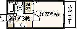 グリーンハイツ観音 1Kの間取図画像