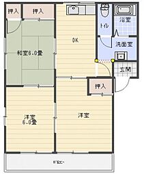 アセント美鈴園A 3DKの間取図画像