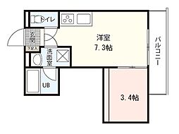 ＡＸＡ五日市駅前 1階ワンルームの間取り