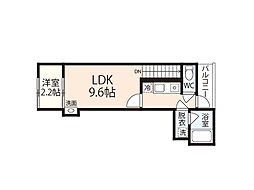 M Terrace藤垂園　弐番館 2階1LDKの間取り