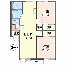 サニーコート山村 2LDKの間取図画像